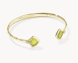KENDRA SCOTT- Joelle Cuff Bracelet in Gold Chartreuse Green Mother of Pearl