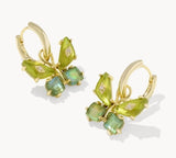 KENDRA SCOTT- Bianca Butterfly Gold Huggie Earrings in Green Mix