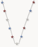 KENDRA SCOTT- Sierra Star Delicate Necklace in Rhodium Red White Blue