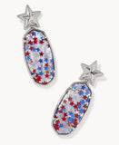 KENDRA SCOTT- Elle Star Drop Earrings in Rhodium Red White Blue Illusion