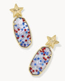 KENDRA SCOTT- Elle Star Drop Earring in Gold Red White Blue Illusion