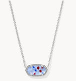 KENDRA SCOTT- Elisa Necklace in Rhodium Red White Blue Illusion