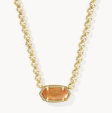 KENDRA SCOTT- Elisa Gold Beaded Necklace in Papaya Mother of Pearl
