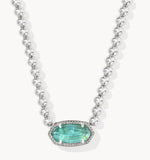 KENDRA SCOTT- Elisa Silver Beaded Necklace in Bright Aqua Illusion
