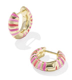 KENDRA SCOTT- Mikki Enamel Huggie Earring in Gold Pink Mix