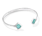 KENDRA SCOTT- Joelle Cuff Bracelet in Rhodium Bright Aqua Illusion