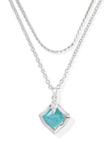 KENDRA SCOTT- Joelle Multi Strand Necklace in Rhodium Bright Aqua Illusion