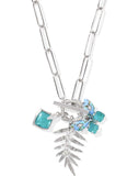 KENDRA SCOTT- Bianca Butterfly Charm Necklace in Rhodium Bright Aqua Mix