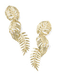 KENDRA SCOTT- Kayla Statement Earring in Gold Metal White CZ