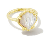 KENDRA SCOTT- Brynne Shell Band Ring Gold Ivory Mother of Pearl