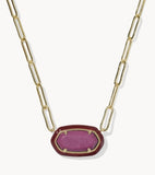 KENDRA SCOTT- Elisa Enamel Frame Paperclip Necklace in Gold Maroon Magnesite