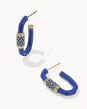 KENDRA SCOTT- Emery Long Enamel Hoop Earring in Gold Cobalt Mix