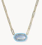 KENDRA SCOTT- Elisa Enamel Frame Paperclip Necklace in Gold Periwinkle Illusion