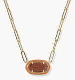 KENDRA SCOTT- Elisa Enamel Frame Paperclip Necklace in Gold Orange Goldstone