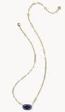 KENDRA SCOTT- Elisa Enamel Frame Paperclip Necklace in Gold Navy Mother of Pearl