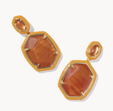 KENDRA SCOTT- Daphne Enamel Frame Drop Earring in Gold Papaya Mother of Pearl