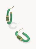 KENDRA SCOTT- Emery Enamel Hoop Earring in Gold Green Mix
