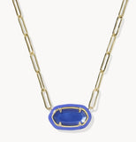 KENDRA SCOTT- Elisa Enamel Frame Paperclip Necklace in Gold Cobalt Illusion
