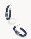 KENDRA SCOTT- Emery Enamel Hoop Earring in Rhodium Navy Mix