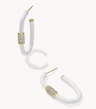KENDRA SCOTT- Emery Long Enamel Hoop Earring in Gold White Mix