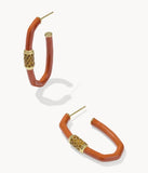 KENDRA SCOTT- Emery Long Enamel Hoop Earring in Gold Orange Mix