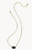 KENDRA SCOTT- Elisa Enamel Frame Paperclip Necklace in Gold Black Agate