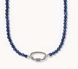 KENDRA SCOTT- Emery Beaded Strand Necklace in Rhodium Dark Blue Quartz