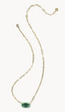 KENDRA SCOTT- Elisa Enamel Frame Paperclip Necklace in Gold Emerald Illusion