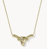 KENDRA SCOTT- Longhorn Short Pendant Necklace in Gold Variegated Orange Magnesite