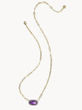 KENDRA SCOTT- Elisa Enamel Frame Paperclip Necklace in Gold Purple Mother of Pearl