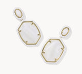 KENDRA SCOTT- Daphne Enamel Frame Drop Earring in Gold White Mother of Pearl