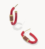 KENDRA SCOTT- Emery Enamel Hoop Earring in Gold Red Mix