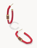 KENDRA SCOTT- Emery Long Enamel Hoop Earring in Gold Red Mix