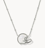 KENDRA SCOTT- Football Helmet Pendant Necklace in Rhodium Ivory Mother of Pearl