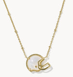 KENDRA SCOTT- Football Helmet Pendant Necklace in Gold Ivory Mother of Pearl