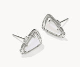 KENDRA SCOTT- Cheer Stud Earrings in Rhodium White Mother of Pearl