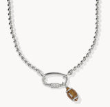 KENDRA SCOTT- Football Metal Strand Necklace in Rhodium Metal White CZ