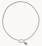 KENDRA SCOTT- Football Metal Strand Necklace in Rhodium Metal White CZ