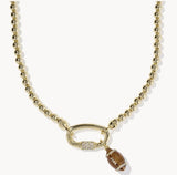 KENDRA SCOTT- Football Metal Strand Necklace in Gold Metal White CZ
