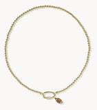 KENDRA SCOTT- Football Metal Strand Necklace in Gold Metal White CZ