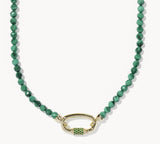 KENDRA SCOTT- Emery Beaded Strand Necklace in Gold Green Malachite