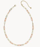 KENDRA SCOTT- Ainsley Convertible Chain Necklace in Gold Dark Orange Enamel