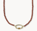 KENDRA SCOTT- Emery Beaded Strand Necklace in Gold Orange Goldstone