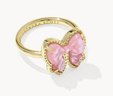 KENDRA SCOTT- Haley Bow Band Ring in Gold Blush Ivory Mother of Pearl