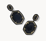 KENDRA SCOTT- Daphne Enamel Frame Drop Earring in Gold Black Agate