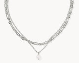 KENDRA SCOTT- Ashton Multi Strand Necklace in Rhodium Freshwater Cultured Pearl