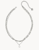 KENDRA SCOTT- Ashton Multi Strand Necklace in Rhodium Freshwater Cultured Pearl