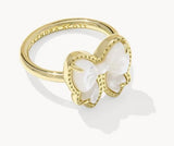 KENDRA SCOTT- Haley Bow Band Ring in Gold Ivory Mother of Pearl