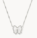 KENDRA SCOTT- Haley Bow Short Pendant Necklace in Rhodium Ivory Mother of Pearl