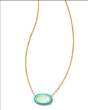 KENDRA SCOTT- Elisa Enamel Pendant Necklace in Gold Sea Green Ombre Ilusion